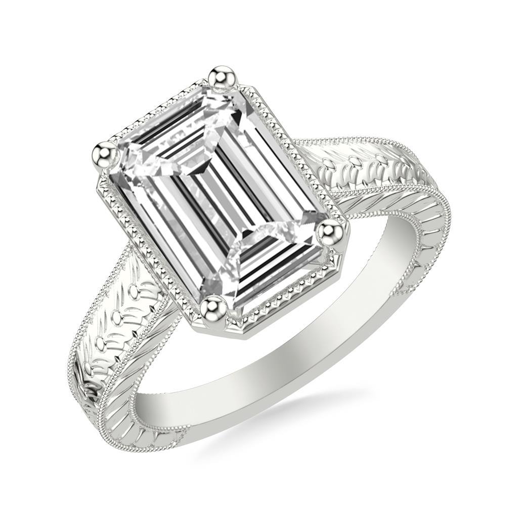 Emerald Cut Solitaire Engagement Ring — SKU 31-12354PEW