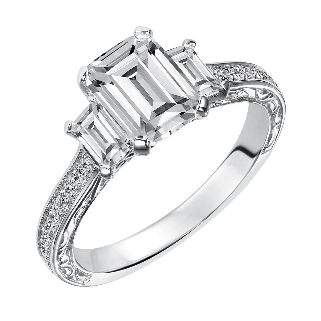Emerald Cut Three Stone Engagement Ring — SKU 31-856CE8W