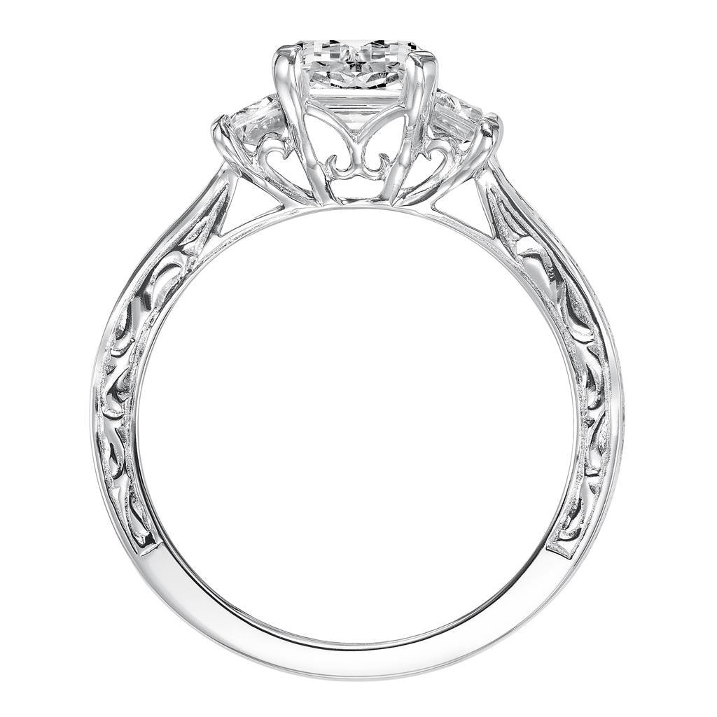 Emerald Cut Three Stone Engagement Ring — alternate view