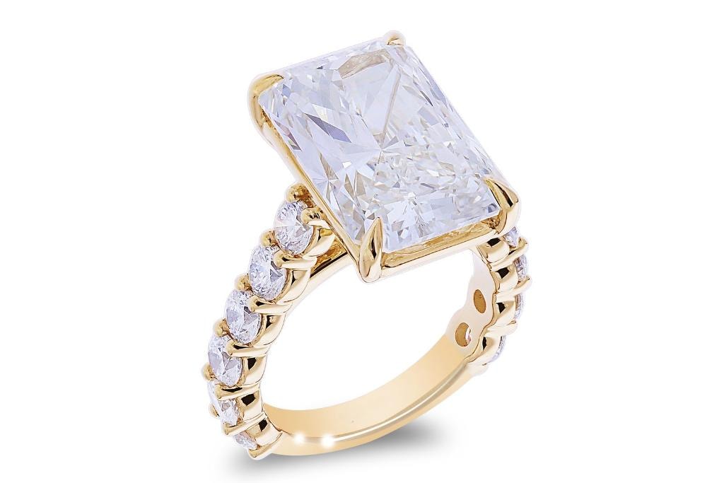 Emerald Cut Sidestone Engagement Ring — SKU M549090J