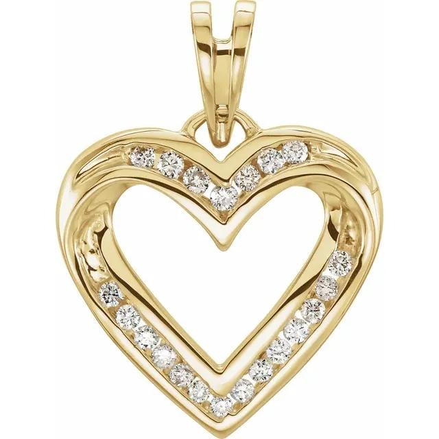 Stuller Yellow Gold Heart & Diamond Necklace