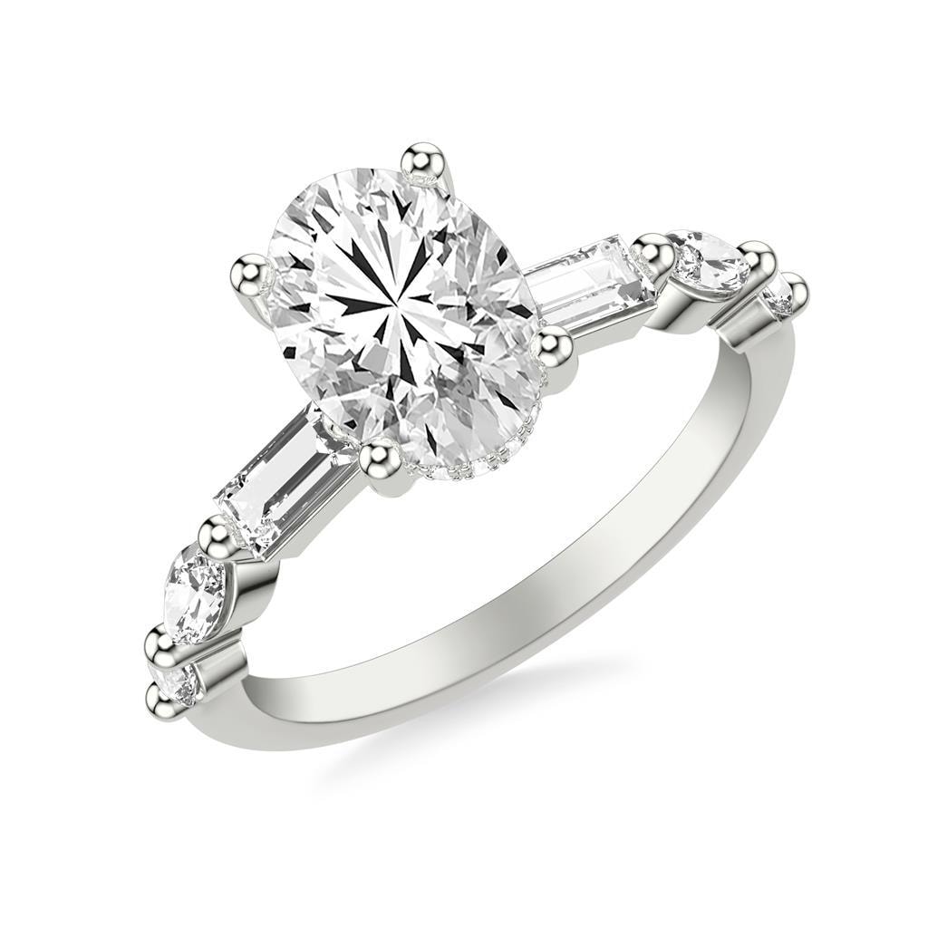 Oval Sidestone Engagement Ring — SKU 31-12232HVW