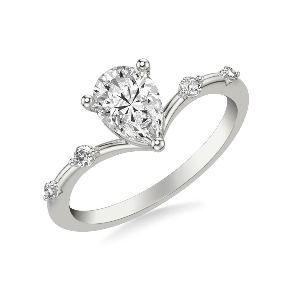 Pear Sidestone Engagement Ring — SKU 31-12156EPW