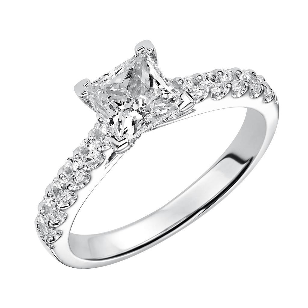Princess Cut Sidestone Engagement Ring — SKU 31-770E