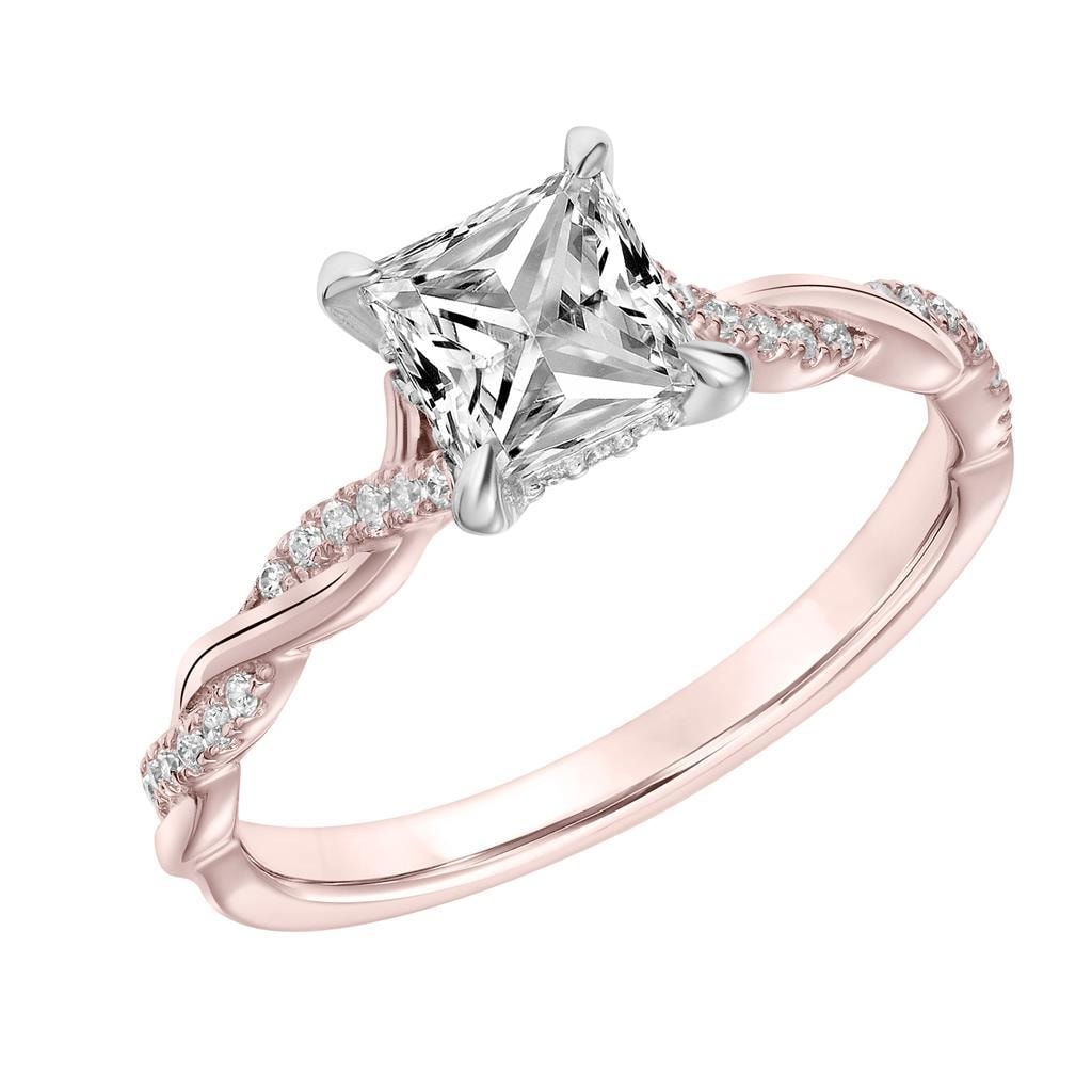 Princess Cut Sidestone Engagement Ring — SKU 31-11117