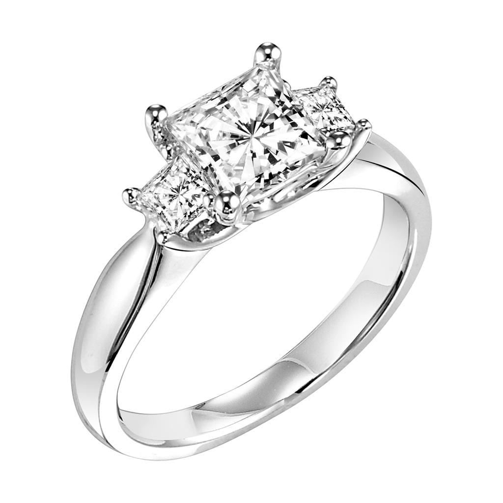 Princess Cut Three Stone Engagement Ring — SKU 31-702E