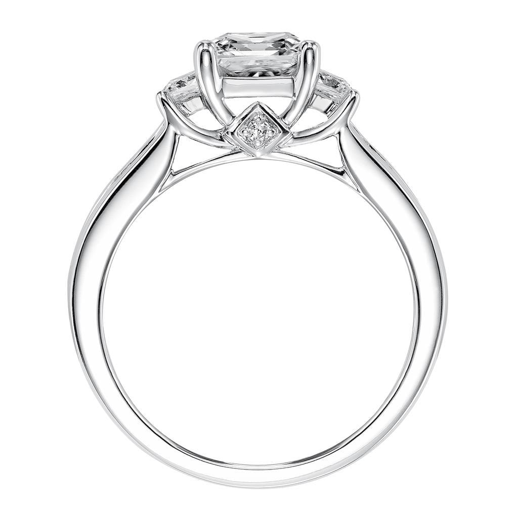 Princess Cut Three Stone Engagement Ring — alternate view