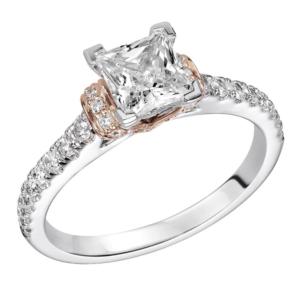 Princess Cut Vintage Engraved Engagement Ring — SKU 31-781ERW