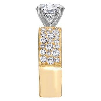 Romance Round Brilliant Classic Sidestone Ring — alternate view