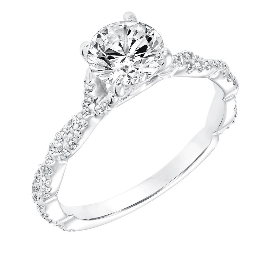 Round Brilliant Side Stone Ring — SKU 31-11020ECW-E