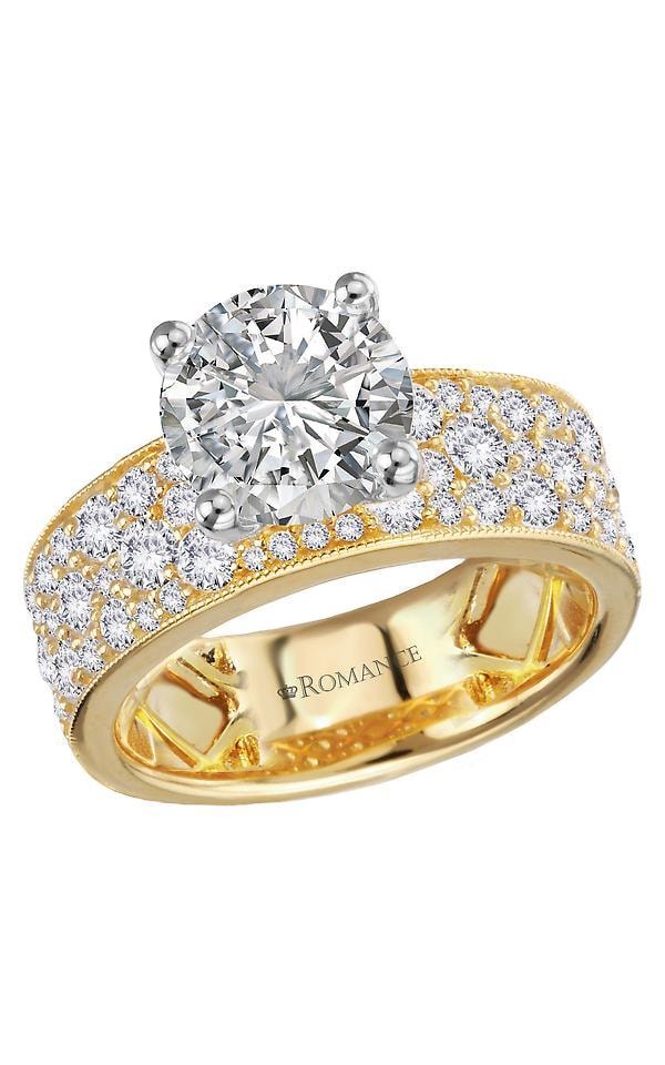 Romance Round Brilliant Classic Sidestone Ring